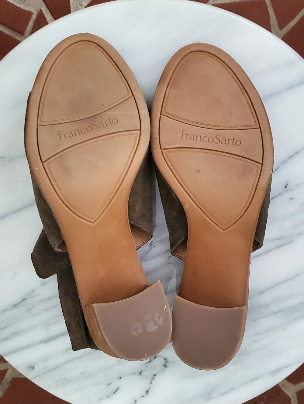 Franco Sarto Helix Olive Green Suede Slingback Block Heel Sandals - Picture 9 of 9